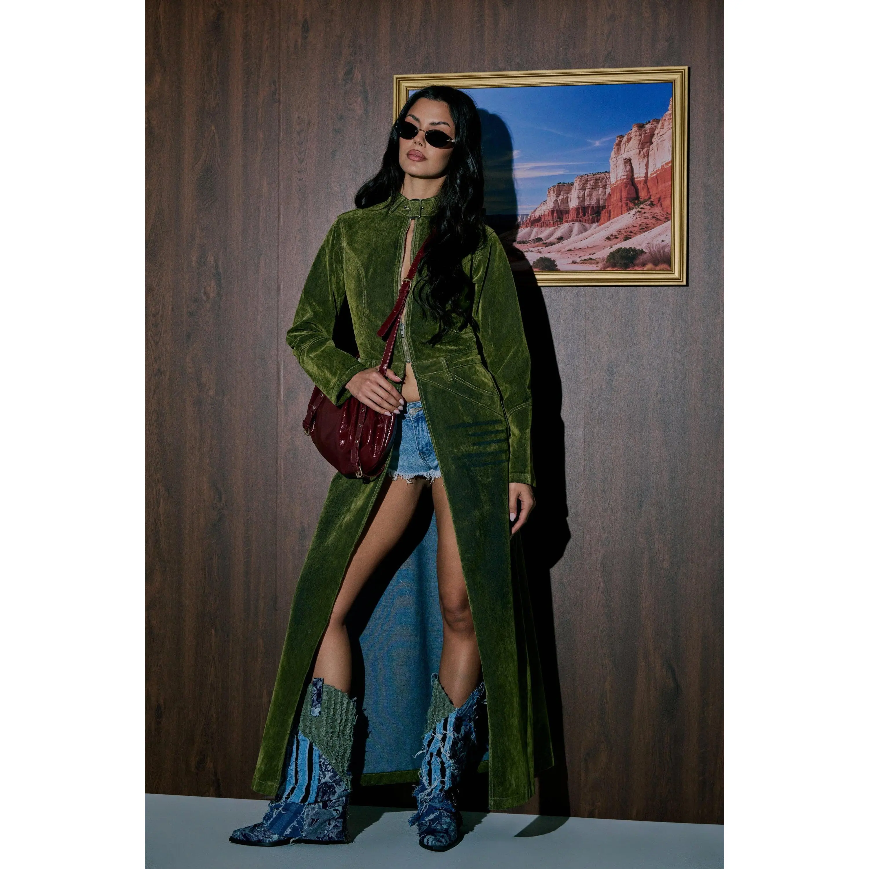 VALERIE VELVET EFFECT TRENCH IN GREEN - TikTok Shop