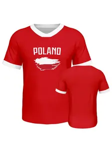 Poland soccer jersey men,Men's World Cup Soccer Jersey Breathable Short Sleeve Football Shirt Casual Athletic Fan Edition Sportswear Top,Comfortable and quick drying streetwear casual wear,soccer jersey men plus size,Cheer for World Cup events