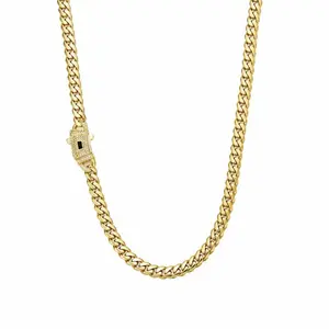 14K Gold-Plated Cuban Chain Necklace for Men - Men's Accessories, Beach Essentials, Chains for Men with Cubic Zirconia, Hip-Hop Street Style, Water-Resistant, Tarnish-Proof, 6/8/10/12/14mm, Perfect for Parties & Everyday Wear