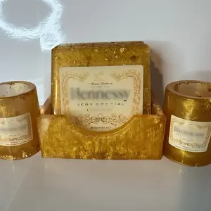 Gold Luxury Coaster Set with matching mini spirit glasses