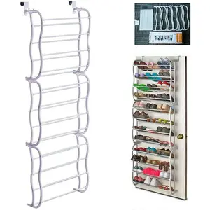 36 Pairs Over-The-Door Shoe Rack 12 Layers Wall Hanging Closet Shoe Organizer Storage Stand-1060 weight