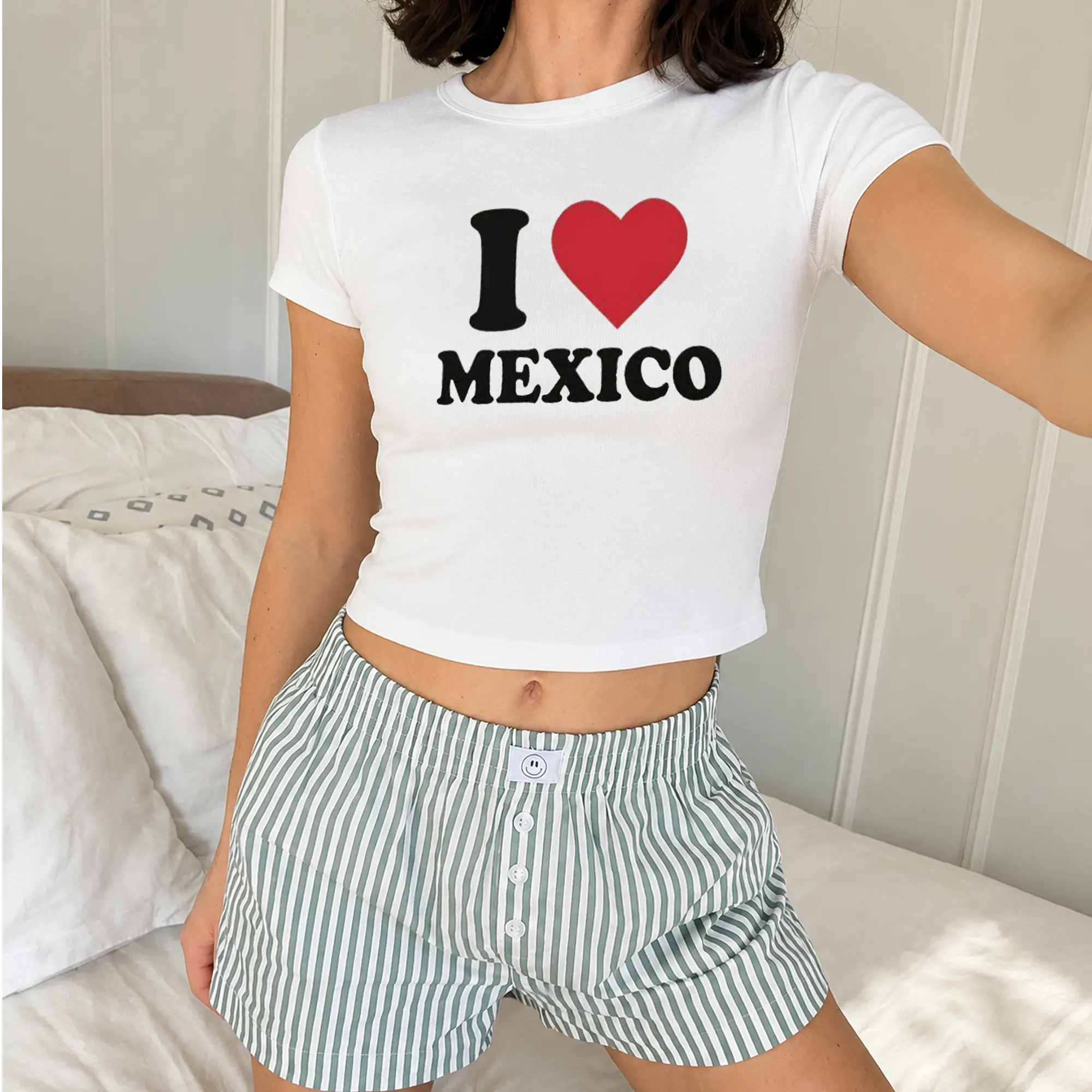 I Love Mexico Baby Tee, Women’s Micro Rib Baby Tee Bella+Canvas 1010, Cute Red Heart Mexico Graphic Shirt, Latina Pride Outfit Gift For Mexican Culture Lovers Shirt