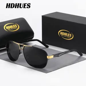 HdHues metal polarized sunglasses unisex trendy sunglasses aluminum-magnesium frame outdoor travel driving fishing glasses