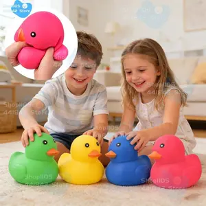 New Colorful Large TPR Stress Relief Duck Toy Soft Squeeze Squishy Duck Fidget Toy for Kids Adults
