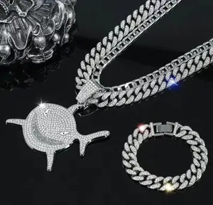 Men's Creative Hip Hop Shark Rhinestone Pendant Necklace