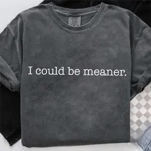 Comfort Colors I Could Be Meaner T-Shirt, Funny Sarcastic Quote Graphic Tee, Sassy Humor Shirt for Women and Men, Bold Attitude Casual Top, Trendy Statement T-Shirt for Everyday Wear - HARSIN