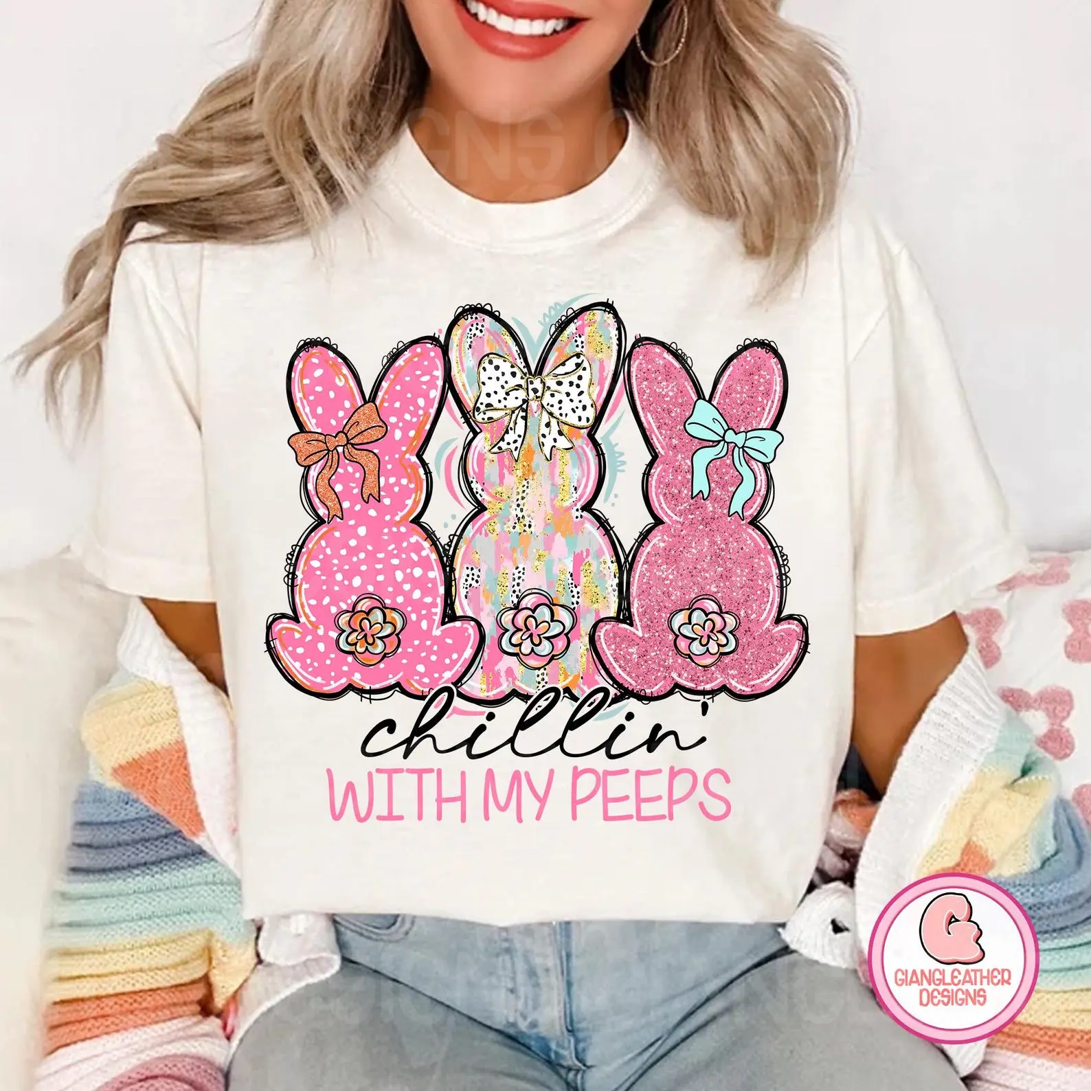 Chillin With My Peeps T-Shirt - Sweatshirt - Hoodie, Floral Christian 2026 Shirt, Coquette Easter Bow Shirt, Christian Easter Shirt, Easter Christian Shirt, Easter 2026 Shirt, Full Size