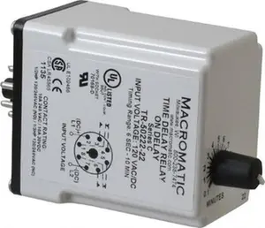 Macromatic 8 Pin, 10 min Delay, Multiple Range DPDT Time Delay Relay 10 Contact Amp, 120 VAC/VDC, Knob TR-50222-22