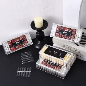 Zariah's Gel Nail Extensions, Pre-Sculpted, Coffin Tips, Long, 520 Pieces, 9 Sizes, Ultra-Clear, Long Lasting, Acrylic Nail