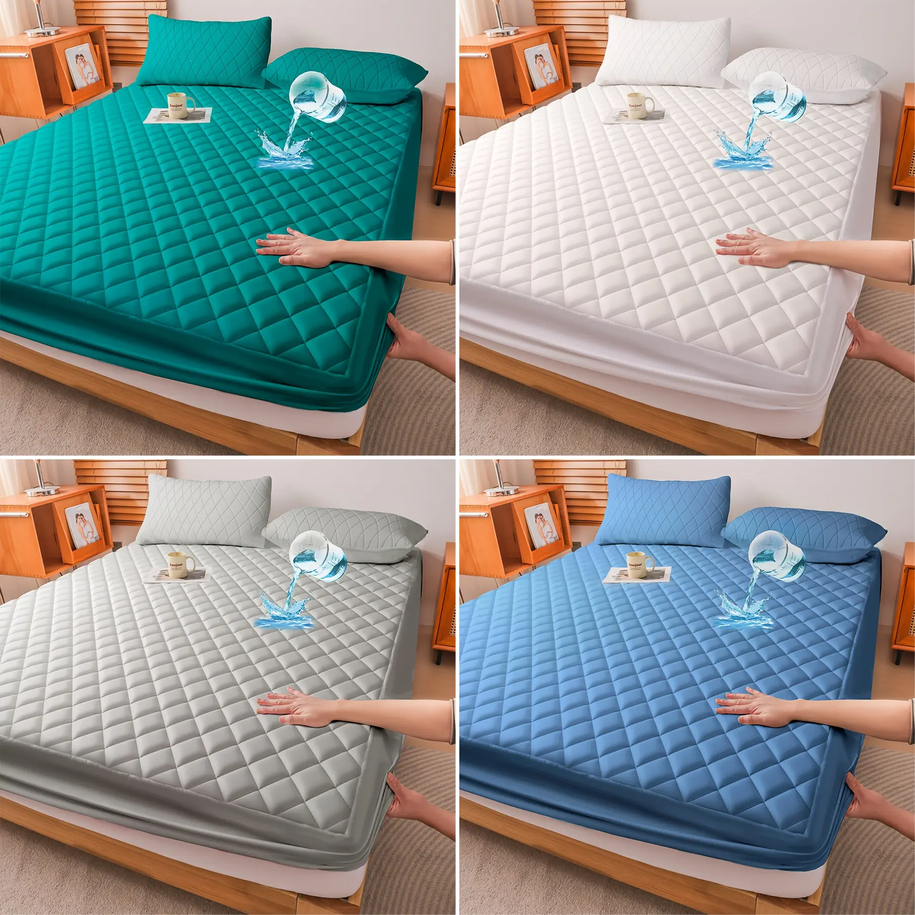 1pc Upgraded Luxury Waterproof Mattress Protector with Side Pocket Including Random Color, Bed Bug Mattress Protector Quilted Fitted Sheet, Deep Pocket Non-Slip Breathable Bedding, A Mother's Day Gift for Family, Queen And King Sizes