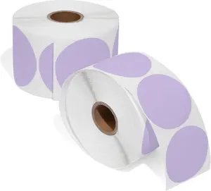 - 2" Direct Thermal Labels - Purple Circle Label Stickers for Business Logos, QR Codes, Color Coding, and More (2 Rolls, 750/Roll)