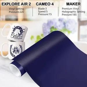 1Roll Matte Navy Blue Permanent Adhesive Vinyl Roll, Easy To Cut and Weed, Suitable for All Cutting Machines, Suitable for Making Home, Car, Mug, Scrapbook, Handicraft, Logo Stickers, Gifts for Handicraft Lovers, Adhesive Vinyl Decal