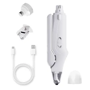 Pet nail grinder, multifunctional dog nail trimmer and cat nail trimmer kit, ultra quiet electric pet nail grinder, rechargeable, suitable for trimming small and large dogs, with a 4-hour battery life