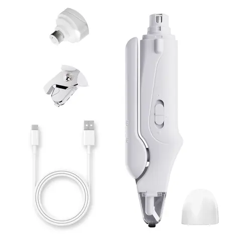 Pet nail grinder, multifunctional dog nail trimmer and cat nail trimmer kit, ultra quiet electric pet nail grinder, rechargeable, suitable for trimming small and large dogs, with a 4-hour battery life