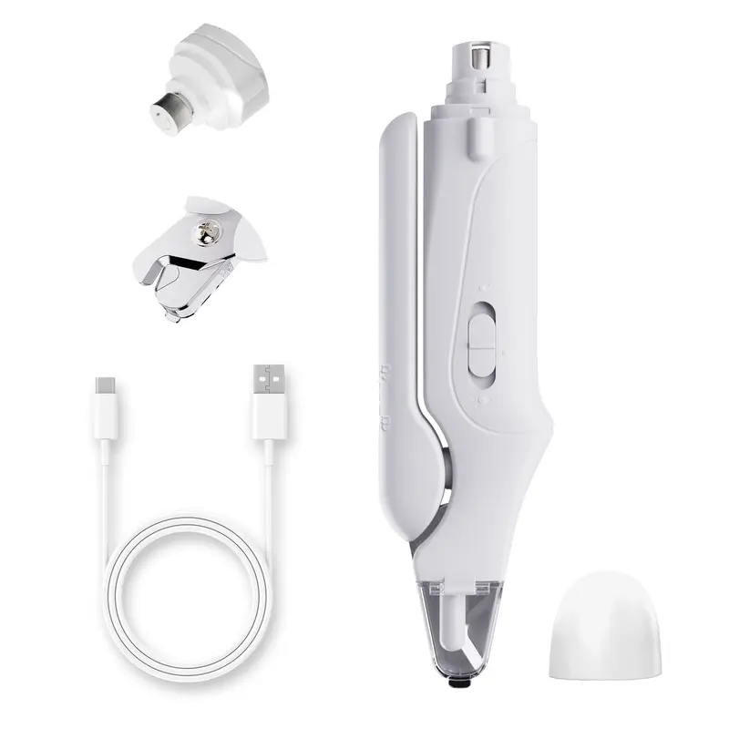 Pet nail grinder, multifunctional dog nail trimmer and cat nail trimmer kit, ultra quiet electric pet nail grinder, rechargeable, suitable for trimming small and large dogs, with a 4-hour battery life