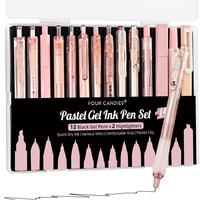 14PCS Pink/Black ink Non-Erasable Gel Pen/0.5mm