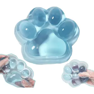 Large Cat Paw Taba Squishy Big Squeeze Toys 5-inch Blue Cute Fufu Squishy Sensory Stress Relief Fidget Toys for Party Favors Sensory Anxiety Toys for Adults (Transparent Blue)