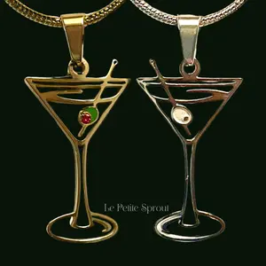 Martini Crystal Enamel Necklace exquisite jewelry gold necklace