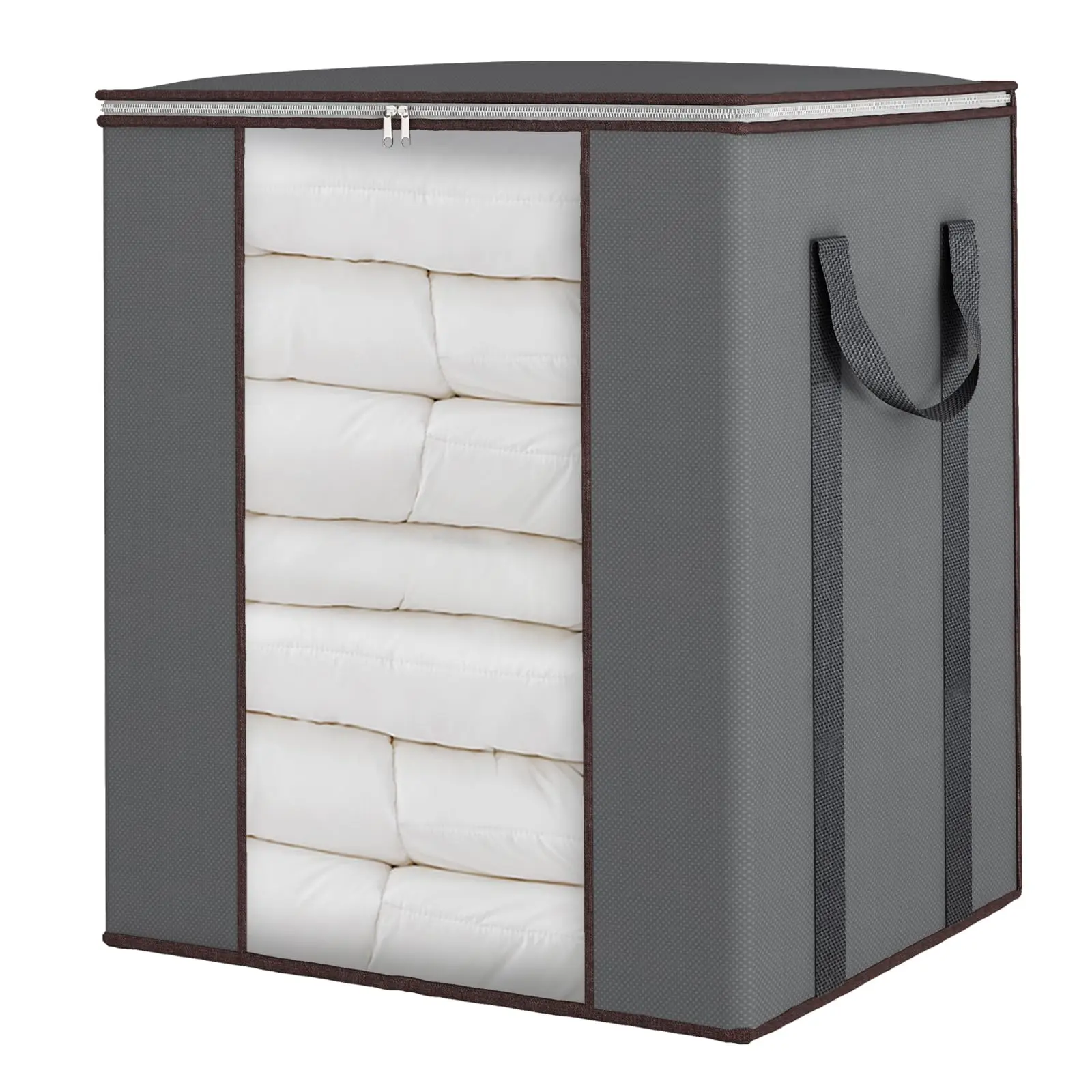 Extra Large Blanket Storage Bags 120L Comforter Storage Bags with Reinforced Handles Breathable Clothes Storage Containers for King Comforter Bedding Pillow Sheet Grey