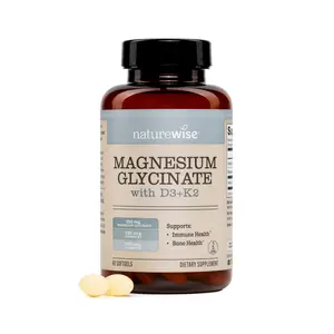 NatureWise Magnesium Glycinate 550mg + High-Dose 10000 IU Vitamin D3 K2 100 mcg - Chelated Magnesium Glycinate + Vitamin D3 K2 Softgels for Bone Support - Non-GMO, USA Manufactured