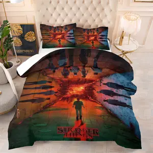 2/3Pcs Stranger Things Rift Fantasy Horror Printed Comforter Set, Mysterious Visual Theme Of Rifts Bedding Set,High-Definition Printing With High Detail Reproduction,Soft And Comfortable Fabric, Suitable For All Seasons, Perfect For Home Decor.