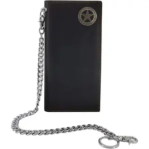 Wallets for Men Blocking Long Wallet with Chain Bifold