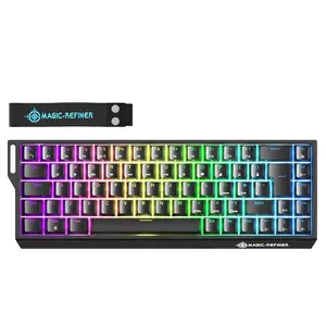 Magic-Refiner X68 HE 8KHz Rapid Trigger Mechanical Gaming Keyboard,60% Wired,Hall Effect Magnetic Switch,Adjustable Actuation,RGB Backlit,Snap Tap, RGB Backlit for PC/Mac, Black