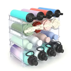 Water Bottle Organizer - 4 Pack Clear Multicolor Stackable Bottle Storage Rack for Stanley Yeti and Tumbler Organizer for Kitchen Cabinets shoe rack organizer men room accessories shoe cabinet storage room decor for boys dishdryingrack bathroom organizer