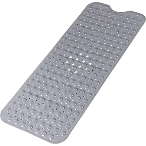 Large Non Slip Bathtub Mat, Extra Long Bath Mat for Tub, 40 x 16 Inch, Machine Washable Shower Mats with Suction Cups and Drain Holes, Bath Tub Mats for Bathroom Non Slip, Grey