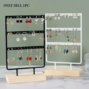 1PC Detachable Jewelry Organizer, Wooden Base, Jewelry/Earrings/Necklace Display Stand, Japanese Minimalist Style, Vanity Jewelry Storage Rack