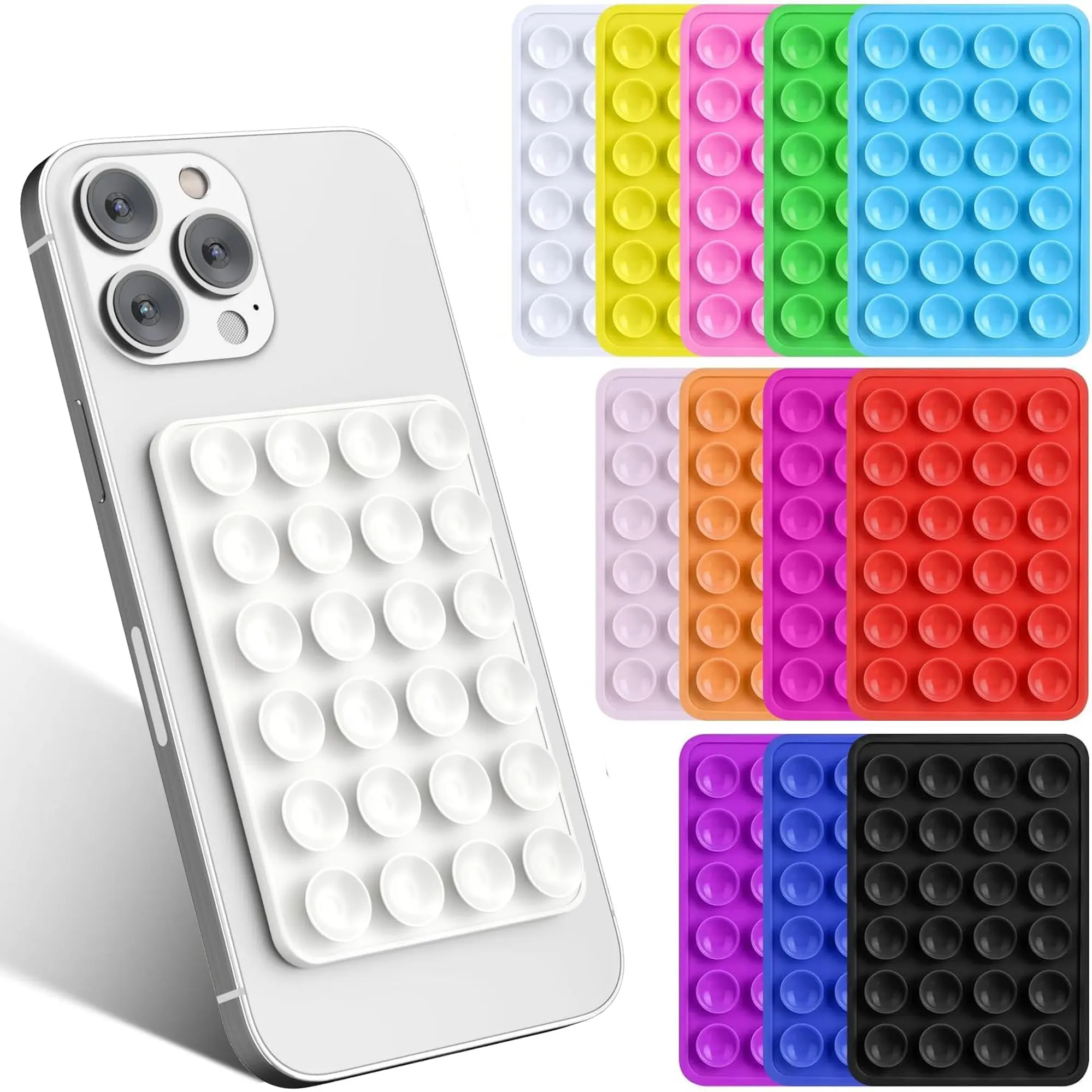 New Phone Silicone Suction Cup Square Single Sided Phone Suction Cup Holder, Adhesive Adsorption Phone Case Holder, Silicone Phone Accessories For IPhone And Android, Hands Free Fidget Toy Mirror Shower Phone Holder, Vibrating Video And Selfie