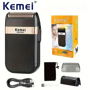 Kemei Km Electric Shaver for Men, USB Rechargeable Face Beard Trimmer, Professional Cordless Full Metal Design, Durable & Precise Cut