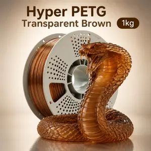 Hyper PETG Filament 1kg 1.75mm Transparent Brown -  Speed, Low Warp, No Tangle, Durable 3D Printer Filament for FDM Printers Printing speed printing high