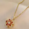 Elegant Flower Pendant Rhinestone Decorated Necklace for Women, Versatile Charm Jewelry for Mother's Day, Birthday & Daily Wear