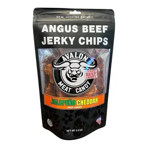 Avalon Meat Candy Angus Beef Jerky Chips Jalapeño Cheddar Spicy Cheesy Real Hickory Smoked Thin Jerky