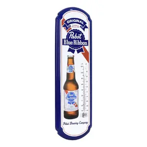 Pabst Blue Ribbon Retro Metal Thermometer Wall Sign – Vintage Beer Decor