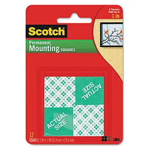 3M  Precut Foam Mounting 1 Squares, Double-Sided Permanent - 16 per Pack