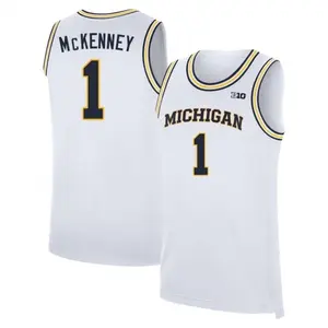 White #1 McKenney Michigan Style Basketball Jersey, College Basketball Tank Top, Breathable Mesh Athletic Shirt, Game Day Fan Apparel Gift