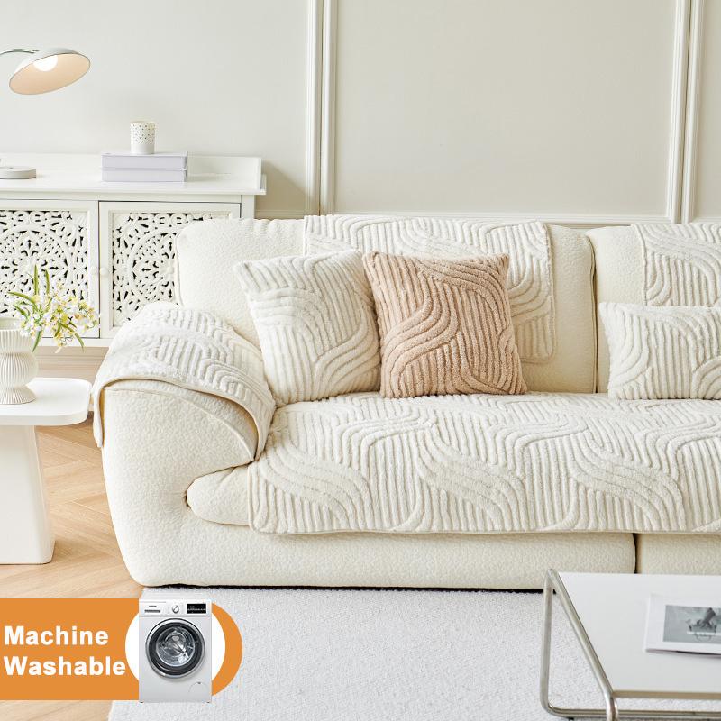 Bepatio 1 Count Jacquard Sofa Cover 1-4 Seat, Solid Color Ultra Soft Slipcover for Stain, Pet Hair & Dustproof, Machine Washable Anti-Slip Bench Couch Cover, Pet Friendly Sofa Towel Mat for Living Room, Dormitory, Hotol