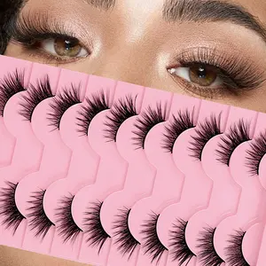10 pairs of half eye false eyelashes, cat eye, fox eye, slanted flying eyelashes, European and American style, thick and curly, new trendy must-have