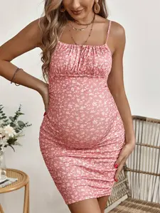 LAFERLIN Maternity Ditsy Floral Print Ruched Bust Cami Dress
