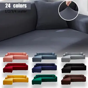 Solid Sofa Covers for Living Room, Elastic Relax Chair, L Shape, 1, 2, 3 Seater, Couch Slip, Furniture Protection Cover