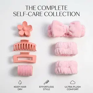 [Effortless] 16Pcs Complete Hair Accessory Kit | No-Slip Strong Hold for All-Day Wear | High-Tension Matte Alloy Spring | Pink Aesthetic Claw Clips for Thick Hair