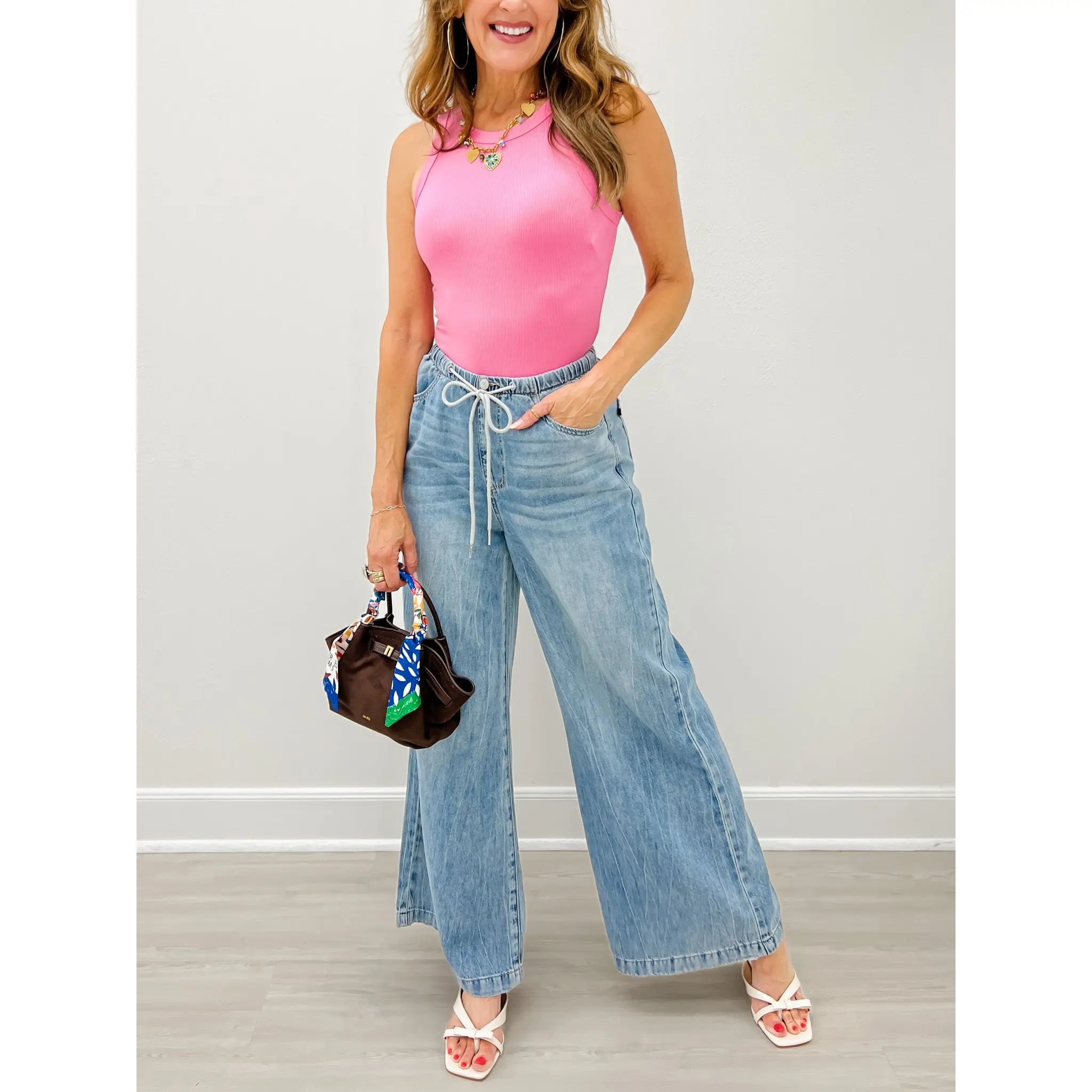 Judy Blue Hi-Rise Palazzo Featherweight Drawcord Jeans