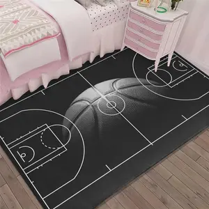 Basketball Rug For Boys Bedroom, Non-Slip Basketball Court Rug Basketball Decor For Boys Room And Living Room