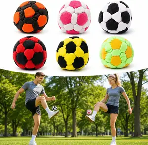 Soccer Hackys Footbag Sacks - Soft Plush Footbags for Adults - Durable Fleece Juggling Balls - Vibrant Sports Design for Indoor & Outdoor Play, Party Favors, and Coordination Training #FFQ