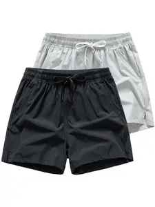 Men's Solid Color Drawstring Waist Shorts, Breathable Comfortable Shorts for Summer, Casual Men's Bottoms for Outdoor Wear