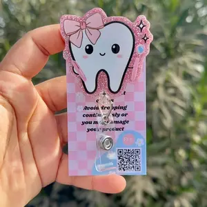 Dental Tooth Badge Reel, Retractable Swivel Alligator Clip, Cute Badge Reel, Dental Assistant