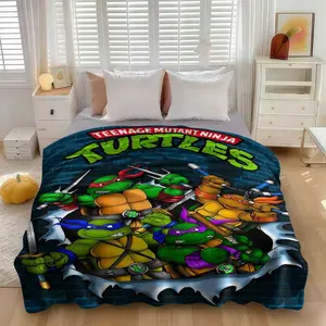 Ninja Turtle Flannel Blanket, Soft and Skin-Friendly Fabric, Warm and Breathable, Perfect for Home, Office Nap, Kids' Bedtime, and Outdoor Use