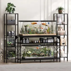 Premium Aquarium Support Stand, solid sturdy structure fish tank holder with modern minimalist look. Blends well with home decor, practical furniture fit for living room and indoor leisure space.